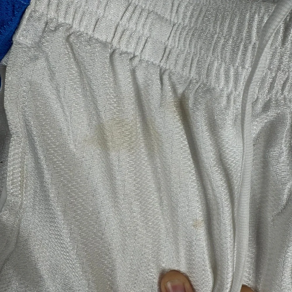 Nike Athletic Shorts Mens Size L White Blue Mesh Basketball Drawstring Stained